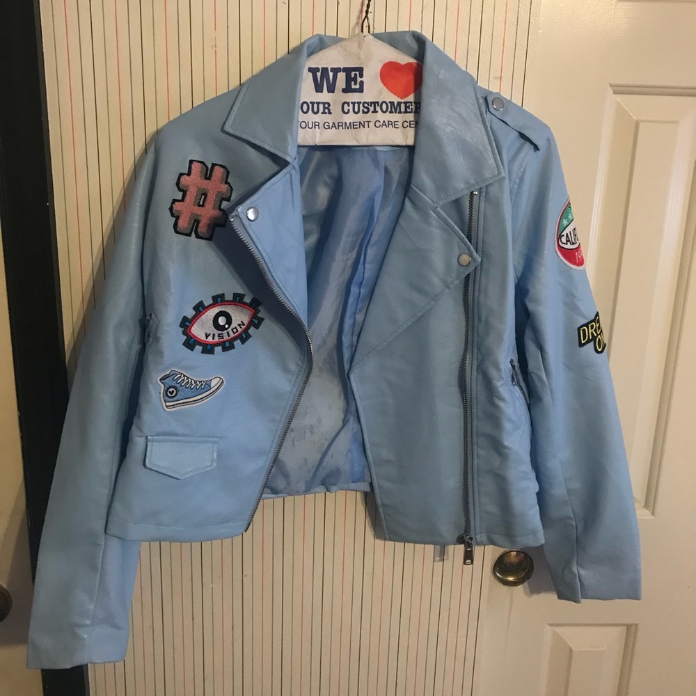 Baby Blue Leather Jacket
